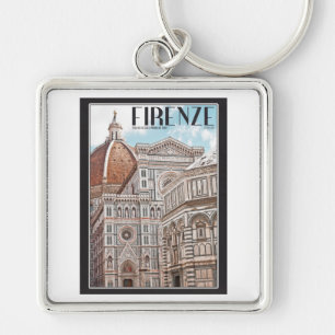 Firenze Duomo Fyrkantig Silverfärgad Nyckelring