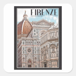 Firenze Duomo Fyrkantigt Klistermärke
