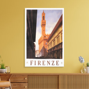 Firenze, Florens, Palazzo Vecchio, Vintage Italien Canvastryck