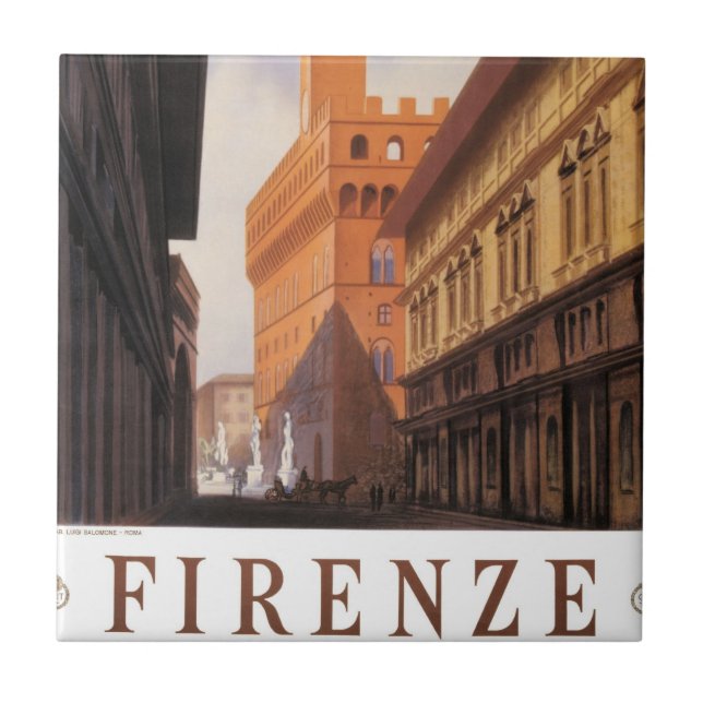 Firenze, Florens, Palazzo Vecchio, Vintage Italien Kakelplatta (Framsidan)