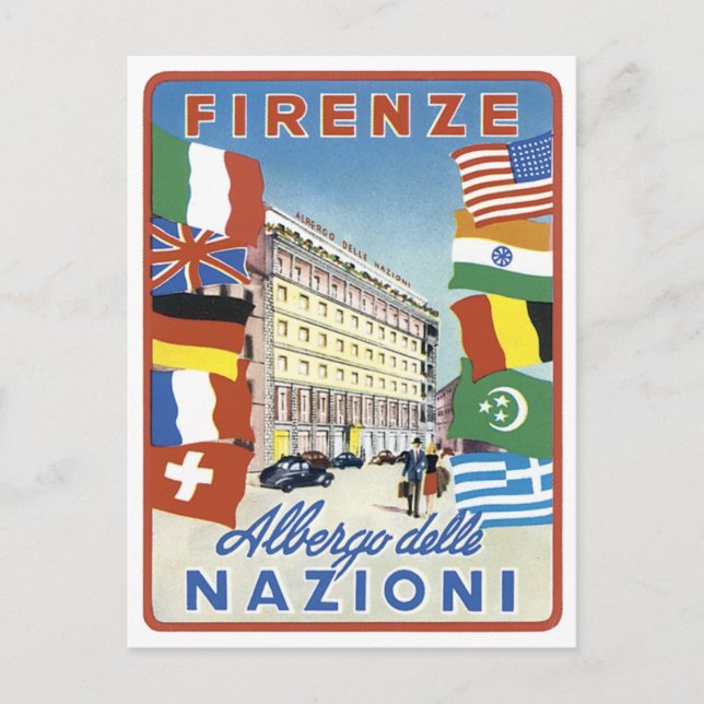 Firenze Nazioni Travel Poster Vykort (Framsida)