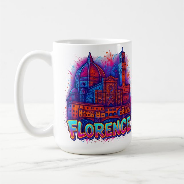Firenze Neon Pop-Art Siluett Kaffemugg (Vänster)