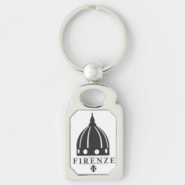 FIRENZE REKTANGULÄRT SILVERFÄRGAD NYCKELRING (Framsidan)