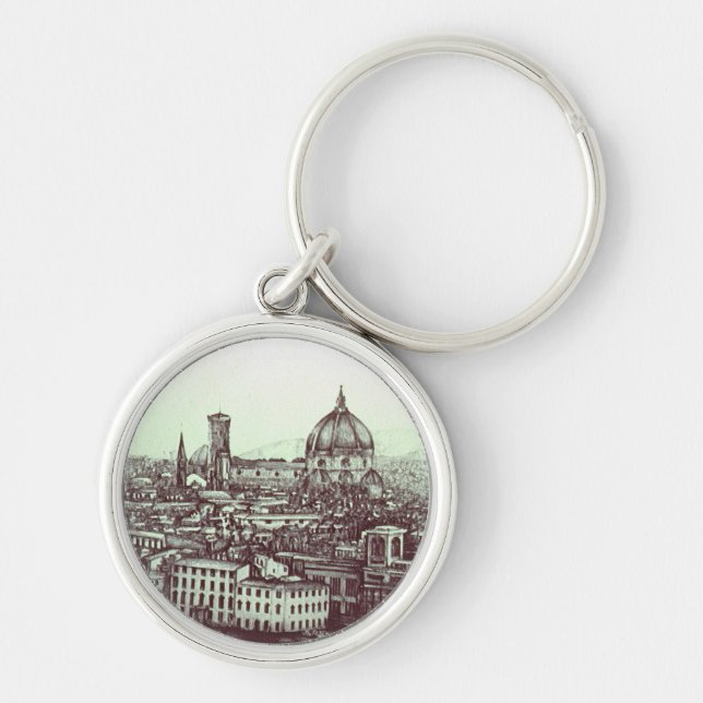 Firenze Rund Silverfärgad Nyckelring (Framsidan)