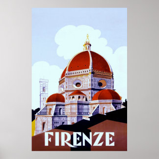 Firenze ~Vintage Italy Travel Canvas. Poster