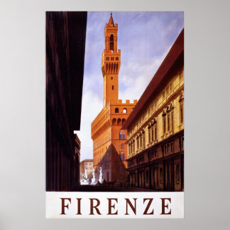 Firenze ~ Vintage Italy Travel Poster. Poster