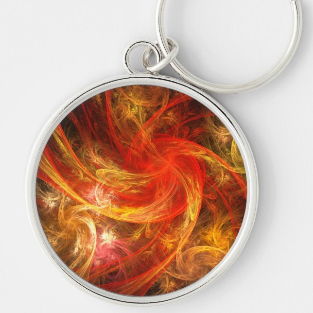 Fireparm Nova Abstrakt Art Small Rund Silverfärgad Nyckelring (Framsidan)