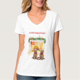Fireplace Candles Goldendoodles Kärlek jul T-S T Shirt