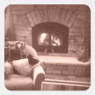 Fireplace Fyrkantigt Klistermärke