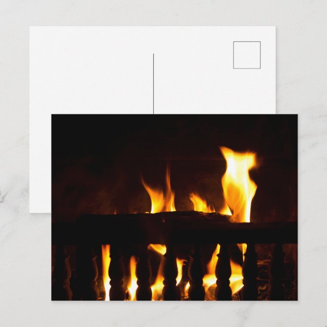 Fireplace hemma vykort (Fram/baksida)