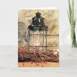 Fireplace Mantal jul Scene Helgkort