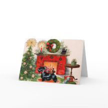 Fireplace och Scottish Terrier-julkort