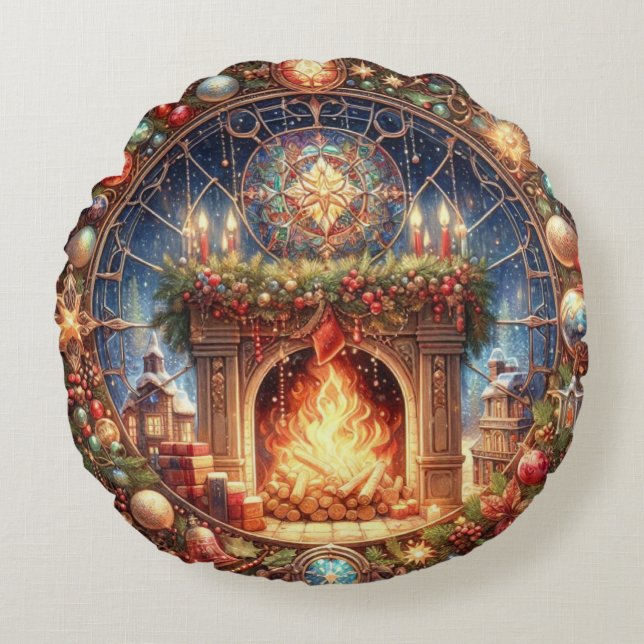 Fireplace Round Dekorativ kudde (Framsidan)