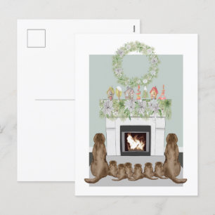 Fireplace Scene för julval i Labrador-familjen Helg Vykort