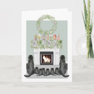 Fireplace Scene i familjen Black Labrador Helgkort