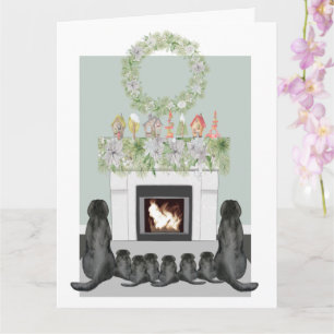 Fireplace Scene i familjen Black Labrador Kort