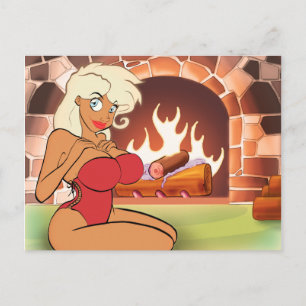 Fireplace Tecknad Pin-Up-vykort Vykort