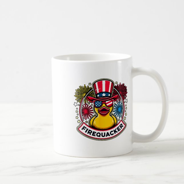 Firequacker 4 juli gummiand USA-flagga  Kaffemugg (Höger)