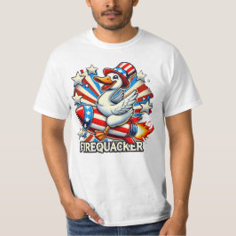 FIREQUACKER - Lönt Patriotic Goose på en Rocket T- T Shirt