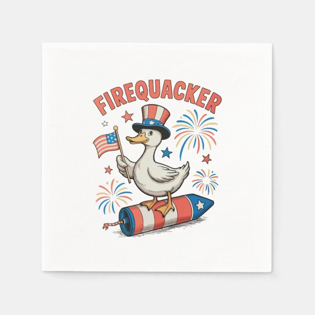 Firequacker Patriotisk Anka 4:e Juli 250:e Pappersservett (Framsidan)