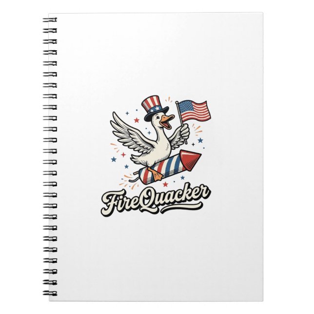 FireQuacker Patriotisk Gås Vintage 4 juli De Anteckningsbok (Framsidan)