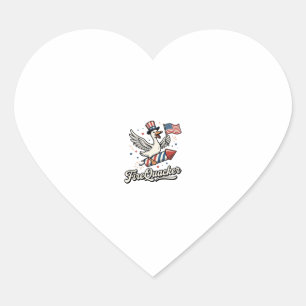 FireQuacker Patriotisk Gås Vintage 4 juli De Hjärtformat Klistermärke