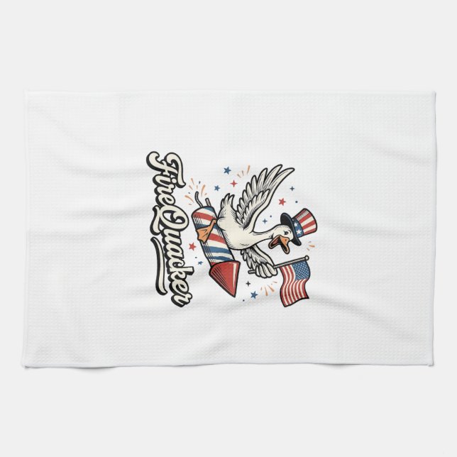 FireQuacker Patriotisk Gås Vintage 4 juli De Kökshandduk (Horisontell)