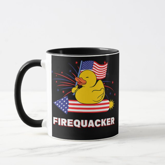 Firequacker Rubber Anka USA Patriotic 4:e juli Mugg (Vänster)
