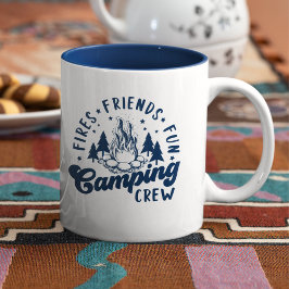 Fires Friends Fun Camping Crew Funny Camper Två-Tonad Mugg
