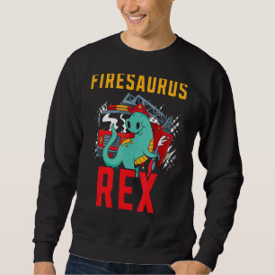 Firesaurus Rex Fireman Fire Rädding Firefighter Di Lång Ärmad Tröja
