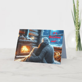 FIRESIDE COUPLE CHRISTMAS-KORT TACK KORT