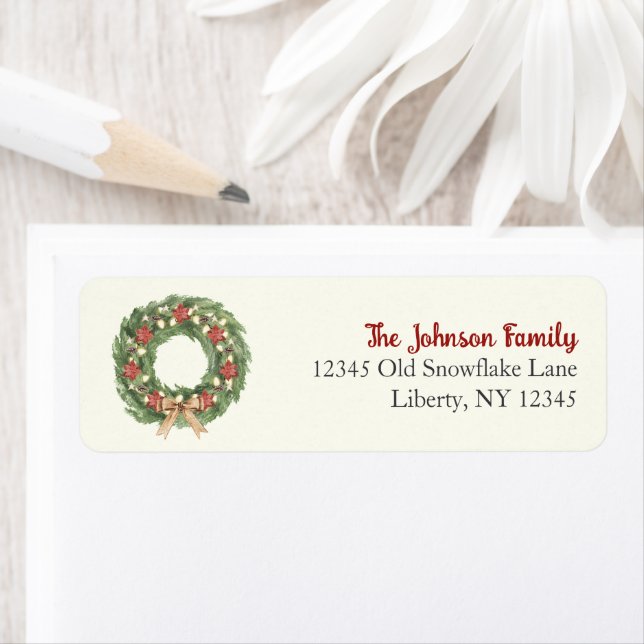 Fireside Family Julkrans Returadress Etikett (Insitu)