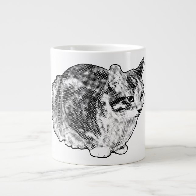 Fireside Tabby med Snö-issed-punkter Jumbo Mugg (Framsidan)
