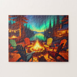 Fireside Tales Adirondack-stolar Bålplats vid sjö Pussel