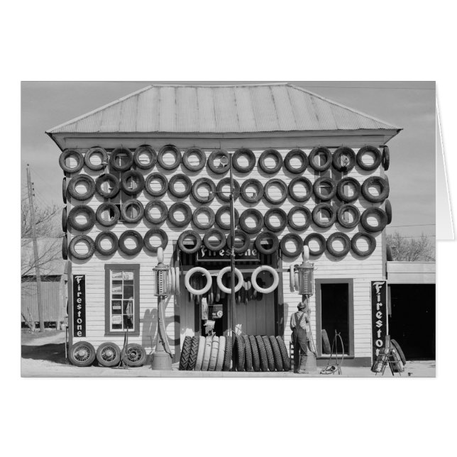 Firestone Däckbutik, 1940 Hälsningskort (Framsidan Horizontal)