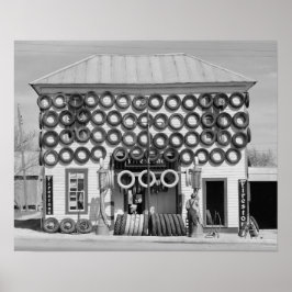 Firestone Däckbutik, 1940. Vintage foto Poster