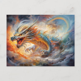 Firestorm Wrath – Chinese Airbrush Dragon in Flame Vykort