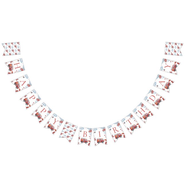 Firetruck Birthday Party Banner Vimplar (Alla)