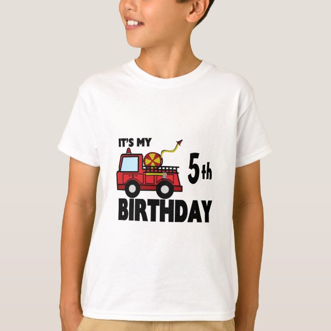 FireTruck Birthday Tee Shirt (Framsida)