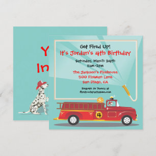 Firetruck Födelsedagsfest Inbjudan