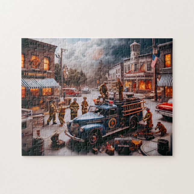 Firetruck Hero First Responders Appreciation Gift Pussel (Horisontell)