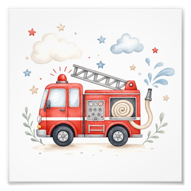 Firetruck Nursery Decor Fototryck (Framsidan)