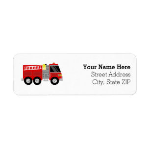 Firetruckbrandmanfödelsedagsfest Returadress Etikett