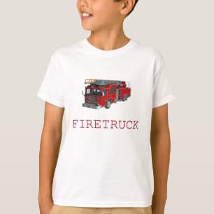Firetrucken med beklär och drar tillbaka t shirt