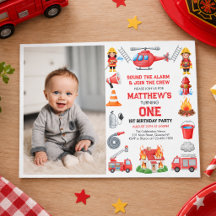 Firetrucks Pojke 1-årsdag | Söt liten fest In