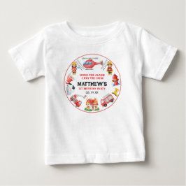 Firetrucks Pojke 1-årsdag | Söt liten fest T Shirt