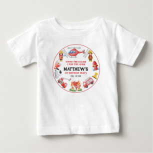 Firetrucks Pojke 1-årsdag Söt liten fest T Shirt