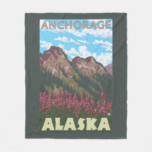 Fireweed & berg - ankring, Alaska Fleecefilt