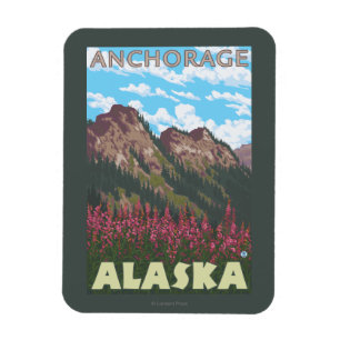 Fireweed & berg - ankring, Alaska Magnet