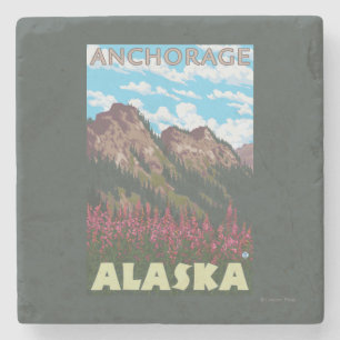 Fireweed & berg - ankring, Alaska Stenunderlägg